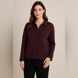 Eileen Fisher 100% Wool Jacket – Purple (Size S)